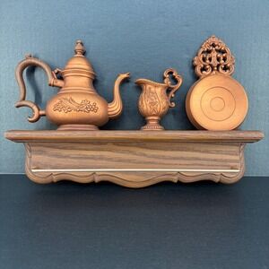 Dart Ind Coppercraft Wall Decor Towel Rack Teapot Creamer Faux Wood 1976 7460